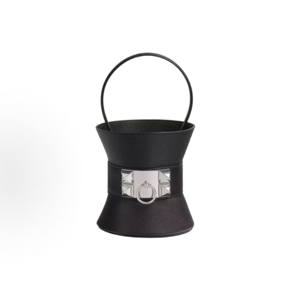 HERMES Medor Mini Medor Silver clasp handbag for women 89 Noir black